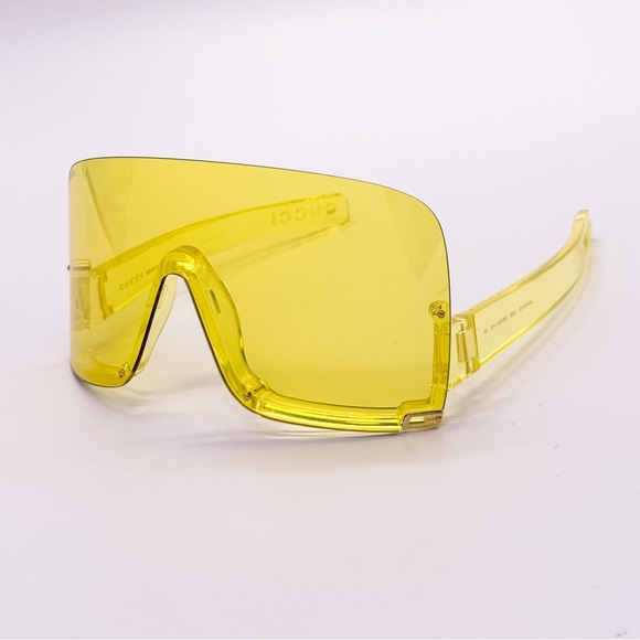 NEW GUCCI GG1631S 009 YELLOW SHIELD UNISEX SUNGLASSES GUCCI WOMEN EYEWEAR - Picture 3 of 11